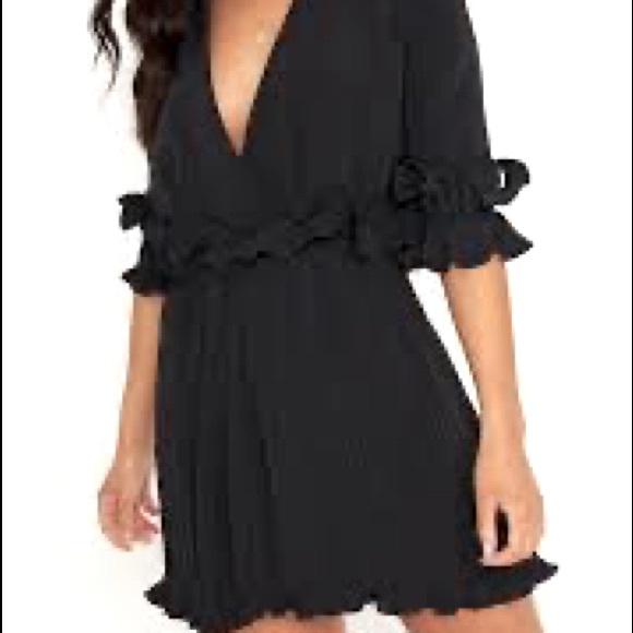 PrettyLittleThing frilly dress. Black. Size 4. - Picture 1 of 5